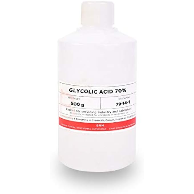 BRM CHEMICALS GLYCOLIC ACID 70% - 500 GRAMS FOR CLEANSERS, CREAMS, MASKS, COSMETIC MAKING & DIY PERSONAL CARE FOR FACE, HAIR, SKIN & BODY - Image 1